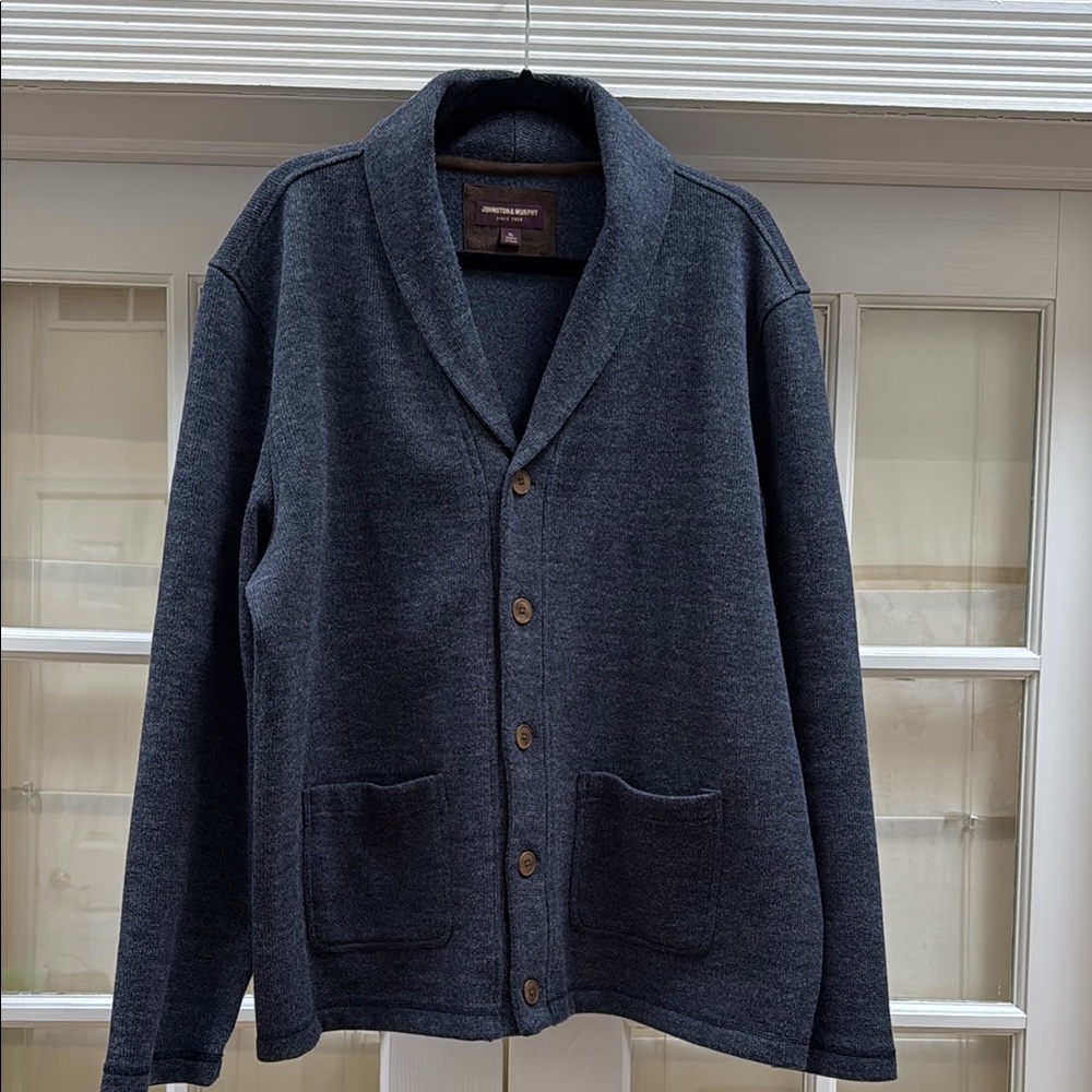 Johnston & Murphy Blue Cardigan Sweater